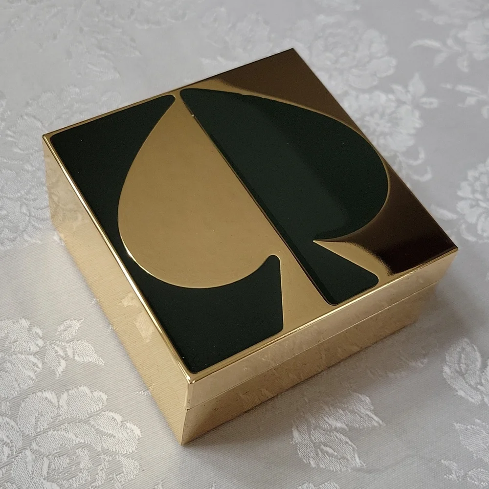 ●FIRM●Kate Spade NY X Lenox "Spade Street" Keepsake Box, Green/Gold - Picture 3 of 10